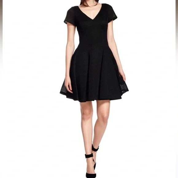shani fit and flare dress FOCUS by Shani — Lace Bodice Fit & Flare Dress with Bow Tie main image 0